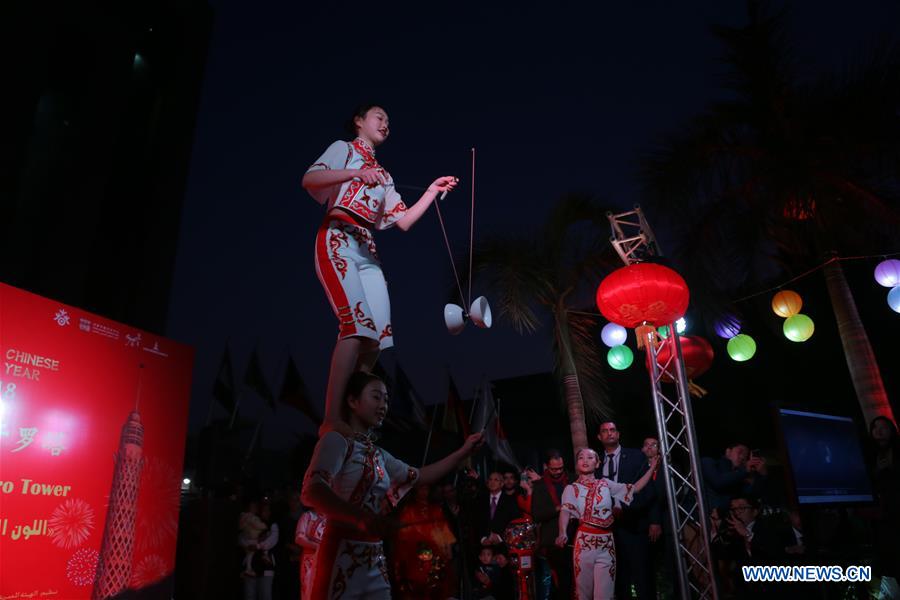 EGYPT-CAIRO-CAIRO TOWER-CHINESE LUNAR NEW YEAR-LIGHTING