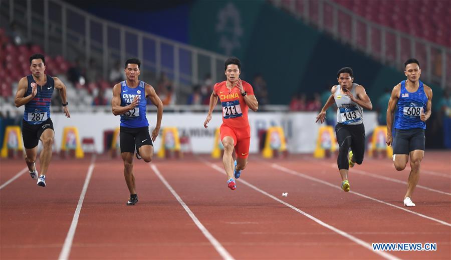 (SP)INDONESIA-JAKARTA-ASIAN GAMES-ATHLETICS-MEN'S 100M QUALIFICATION