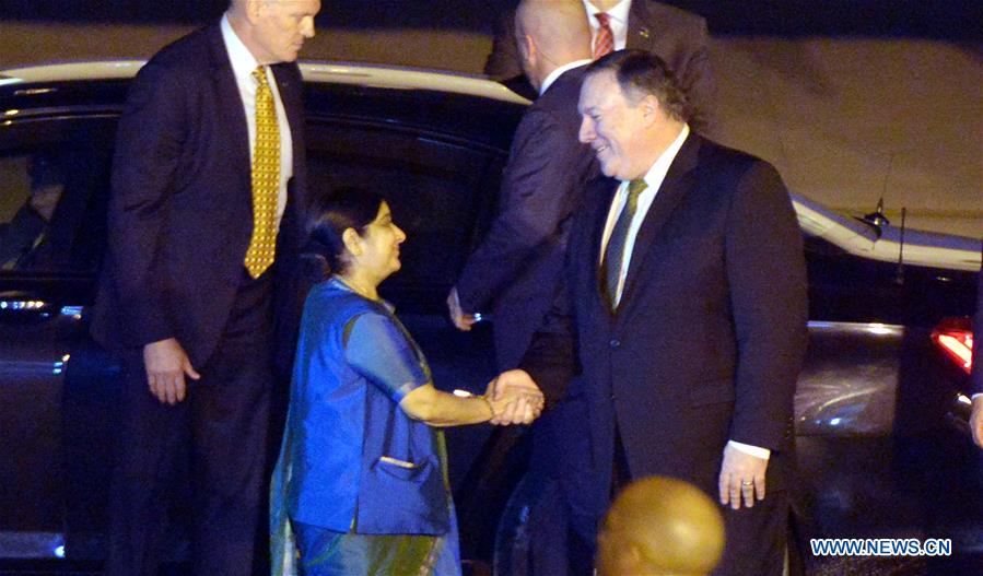 INDIA-NEW DELHI-POMPEO-ARRIVAL