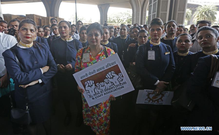 INDIA-MUMBAI-JET AIRWAYS-PROTEST