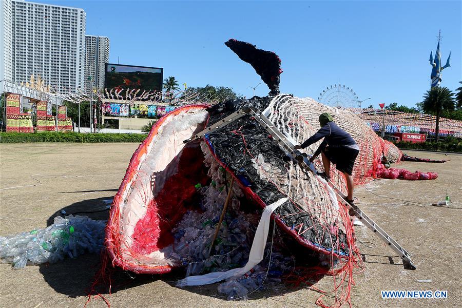 PHILIPPINES-PASAY CITY-WHALE-GARBAGE-ART INSTALLATION