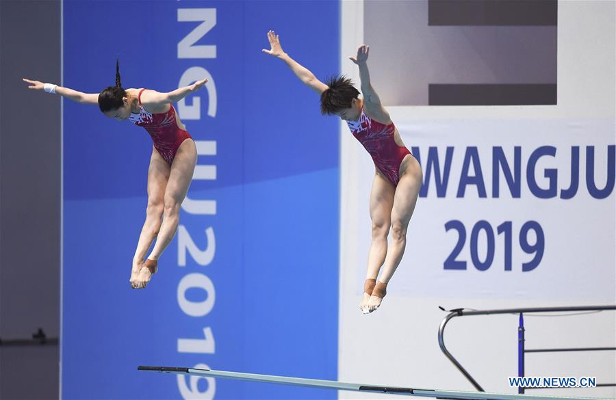 (SP)SOUTH KOREA-GUANGJU-FINA WORLD CHAMPIONSHIPS-WOMEN'S 3M SYNCHRO SPRINGBOARD