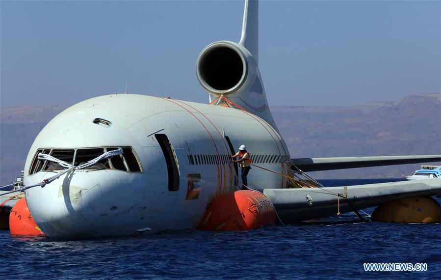 JORDAN-AQABA-RED SEA-UNDERWATER MUSEUM-PLANE SUBMERGING