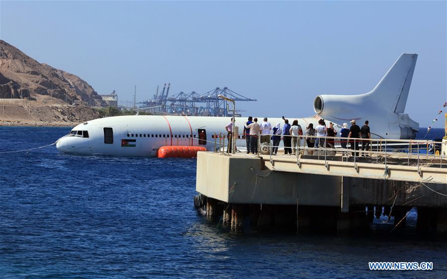 JORDAN-AQABA-RED SEA-UNDERWATER MUSEUM-PLANE SUBMERGING