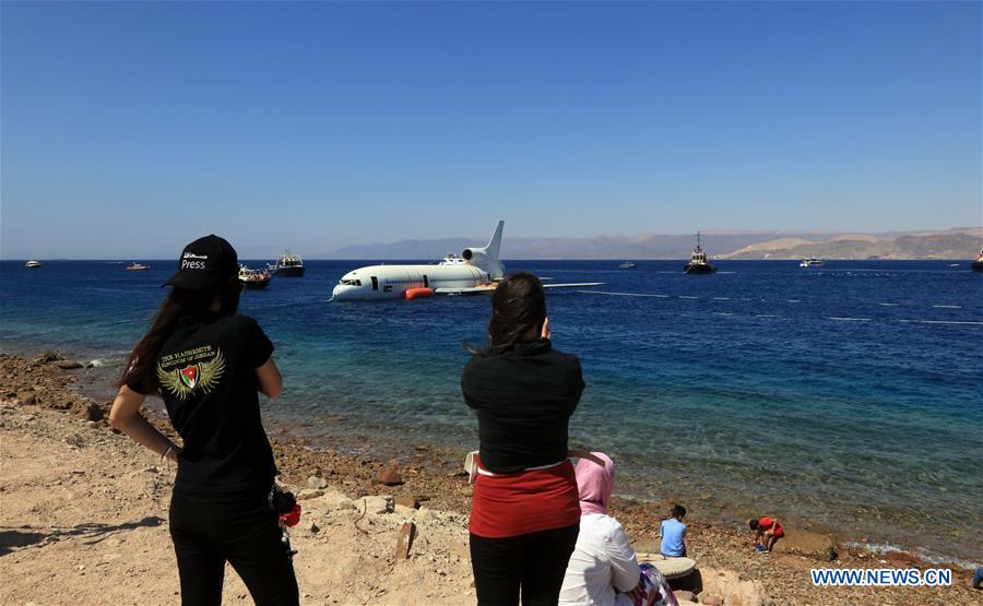 JORDAN-AQABA-RED SEA-UNDERWATER MUSEUM-PLANE SUBMERGING