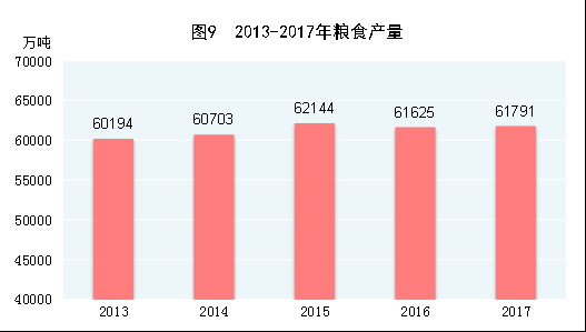 （圖表）[兩會·2017年統(tǒng)計(jì)公報]圖9：2013-2017年糧食產(chǎn)量