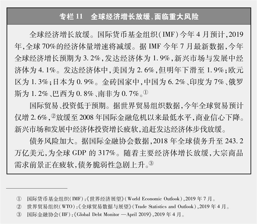 （圖表）[新時代的中國與世界白皮書]專欄11 全球經(jīng)濟(jì)增長放緩，面臨重大風(fēng)險