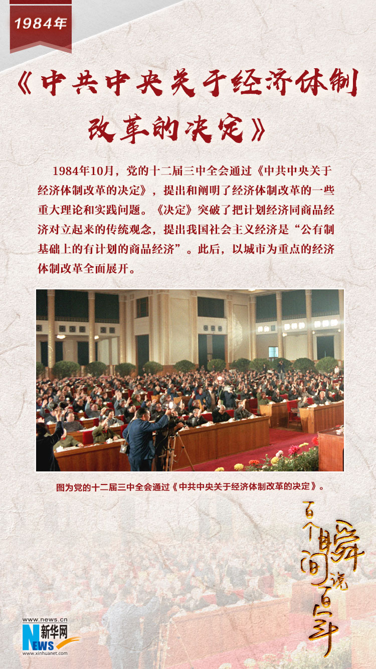 1984，《中共中央關于經濟體制改革的決定》